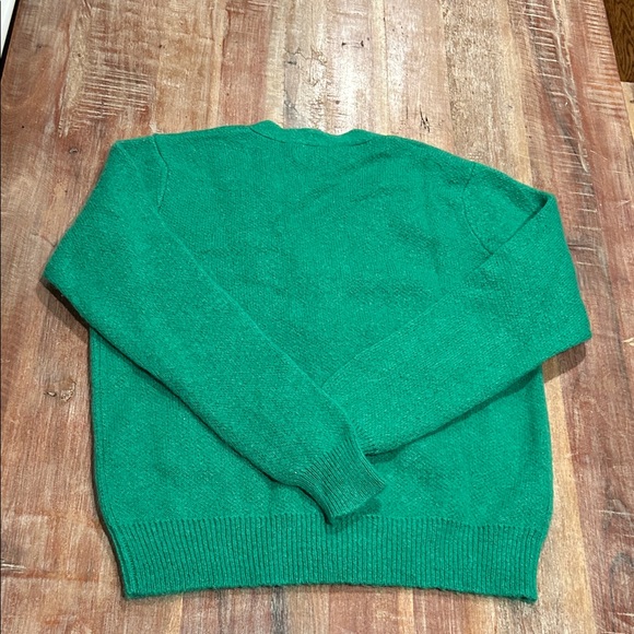 Golf Wang Green Mohair Blend Button Front Cardigan with Pockets and Chest Logo - Picture 5 of 6